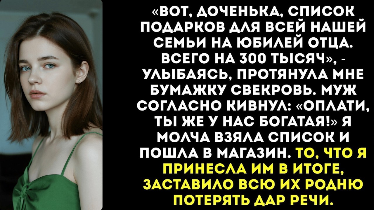 «Вот список подарков на 300 тысяч для нашей родни. Ты же директор не позорь нас!» — заявила свекровь