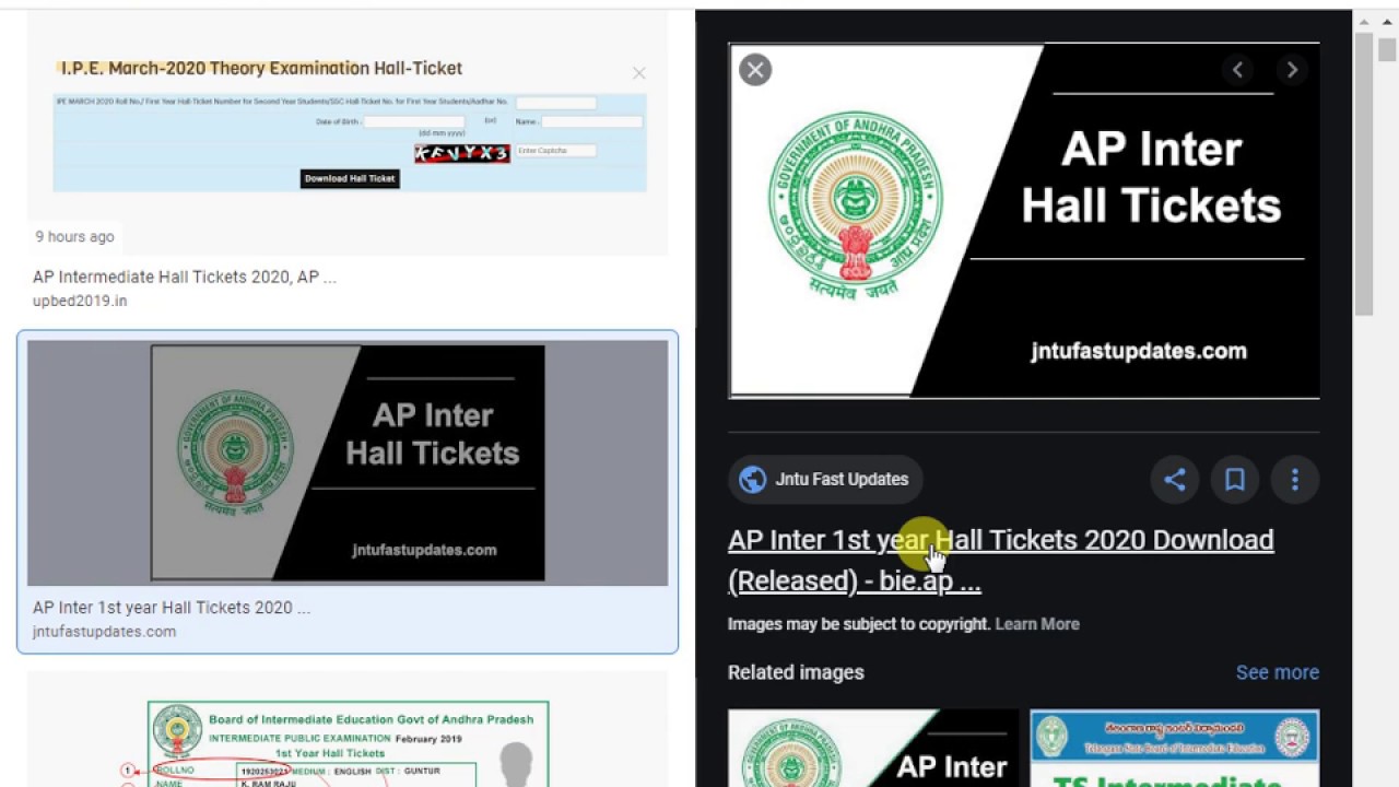 Ap Intermediate Hall Tickets 2020 Ap Inter 1st 2nd Year In