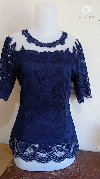 Model Kebaya Pendek Biru Navy Elegan