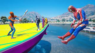 GTA 5- THAT WAS BRUTAL! SPIDER-MAN WITH A BASEBALL BAT vs SUPERHEROES! (Euphoria Physics) #18 screenshot 5