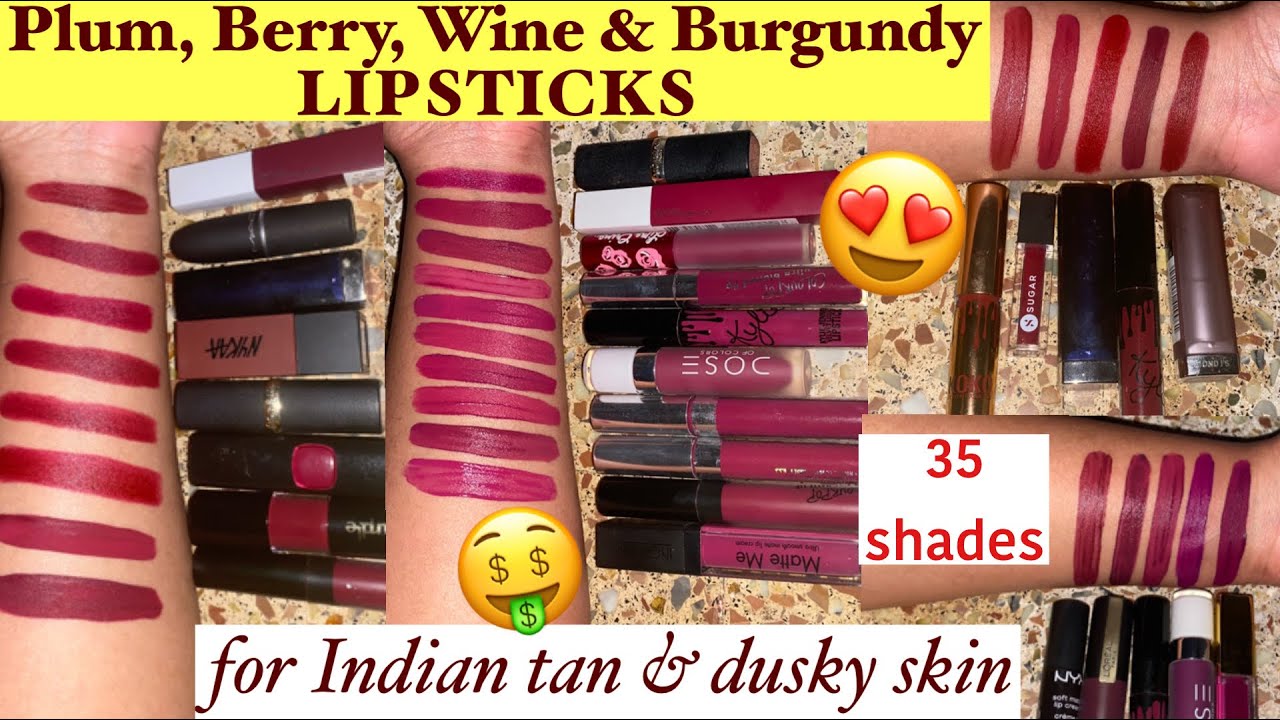 Deep & Dark LIPSTICKS | PLUMS, BERRY, WINE & BURGUNDY LIPSTICKS for Tan/Dusky skin tones | shamvi