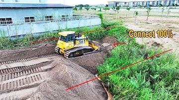 Full Road Connect 100% EPIC Bulldozer Skills Sandbackfill Dongfeng Truck Unloading Sand
