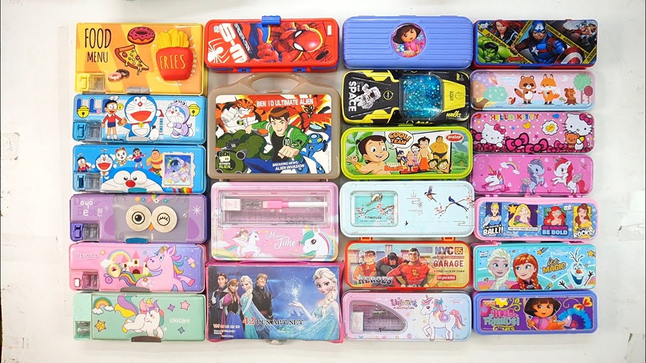 cute unicorn stationery collection ❤️ geometry, hello kitty, sharpener, pencil box, eraser, unicorn 