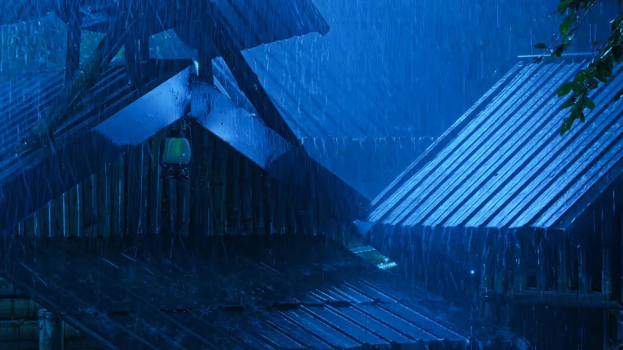 Relieve & Goodbye Stress with Heavy Rain on a Tin Roof at Night | Relaxing Rain ASMR