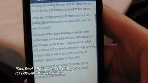 Part 5 - Word Excel and PDF Viewer on HTC MAGIC LIVE @ OCWORKBENCH