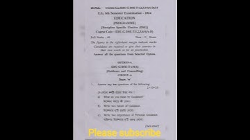 # Education programme (DSE) question paper 2024 kalyani university #exam #education #