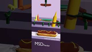 Hot Dog Factory ASMR | Blender Satisfying Animation #shorts #asmr #satisfying