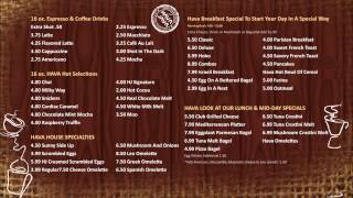 Hava Java Menu Board