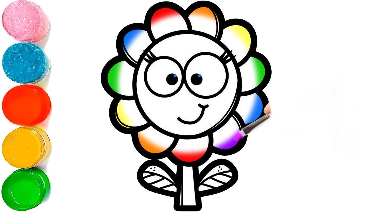 How to Draw Rainbow Flower Drawing Easy Step by Step | Flower Drawing Lesson