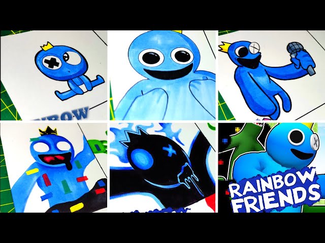 Drawing ROBLOX- Rainbow Friends ALL BLUE/Origin of the Rainbow Friends/Paranoid  Meme/Special Edition 