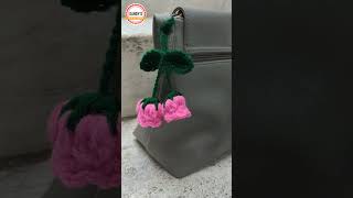 diy crochet bag charm #trending #crochet #howtomakewoolenflower #knittig #diy #flowers #craf