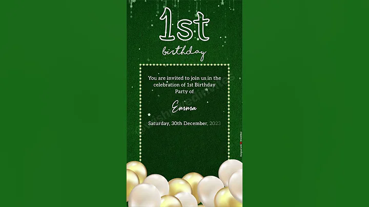 Editable Birthday Invitation Video Template | 1st Brithday Invitation Template - WishNWed