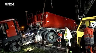 VN24 - Truck breaks through three guard rails after tire bursts on A44