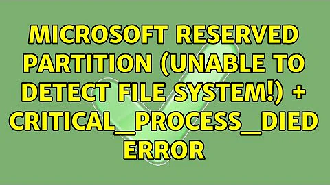 Microsoft reserved partition (Unable to detect file system!) + CRITICAL_PROCESS_DIED error