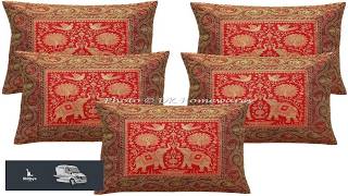 Bohemian Decorative Toss Throw Pillowcases 16x16 Inch Brocade Jacquard Elephant Indian