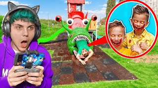 SPRUNKI SLIDE EATER EATS VLAD and NIKI filmed WITH THE DRONE!