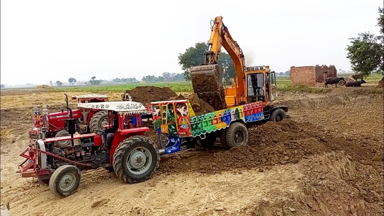 Mega JCB Hyundai Loading Mud inTractor with Trolley 🚎
