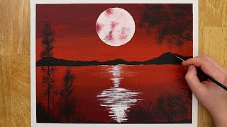 Full Moon Painting - Acrylic Painting for Beginners - Step by Step #30