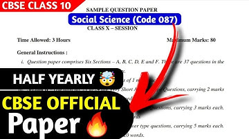 Official SST Half Yearly Paper Class 10 | Social  Science Half Yearly Paper