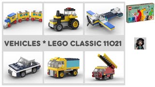 VEHICLES Lego classic 11021 ideas How to build Fire truck Police car Tractor Plane Train Van