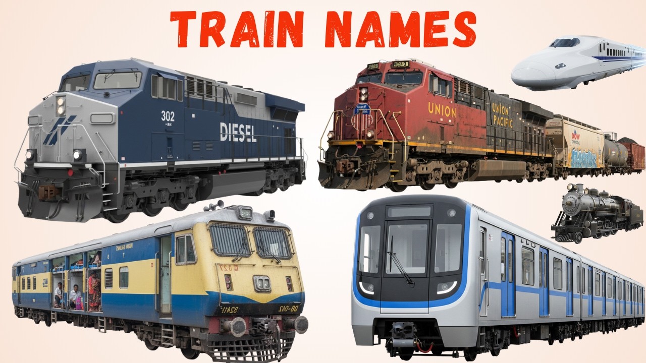 Train Names Examples Train Names for Kids | Learn Types of Trains | Kids Educational Video# ...