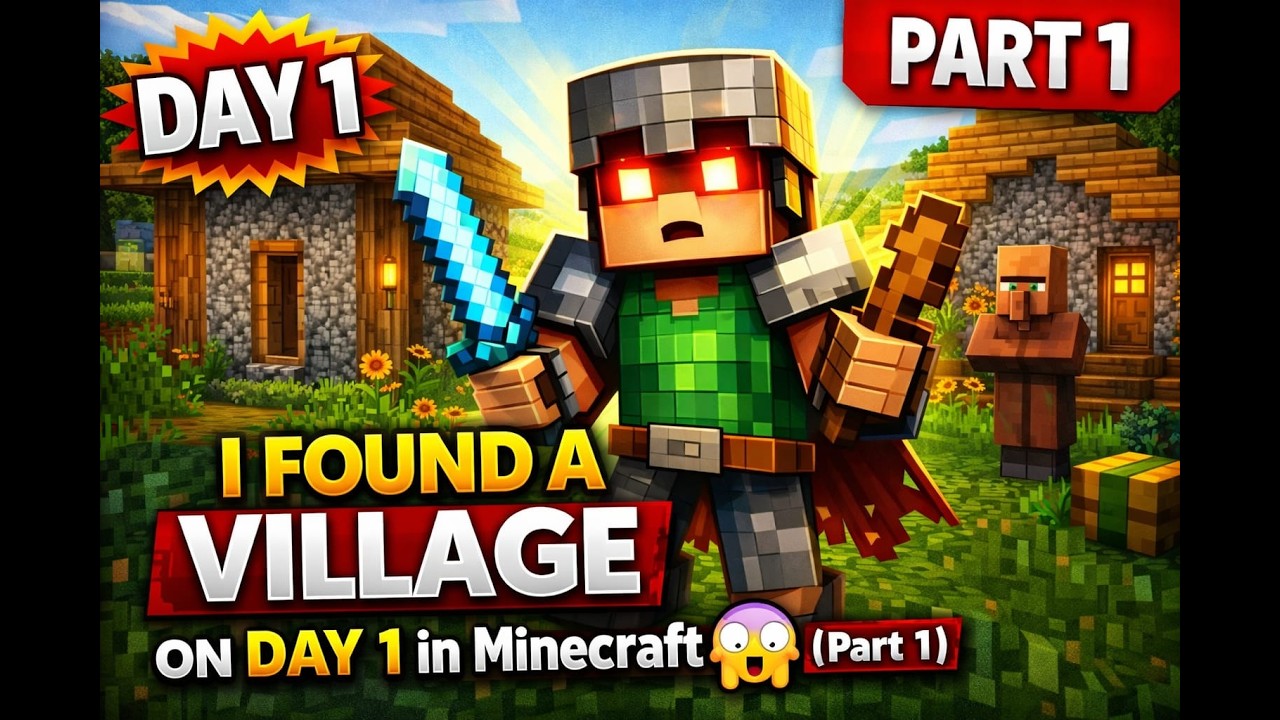I Found a Village on Day 1 in Minecraft 😳 (Part 1) - YouTube