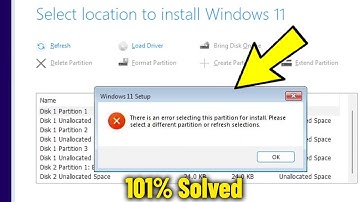 There is an error selecting this partition for install During Windows 11 Setup - How To Fix Error ✅