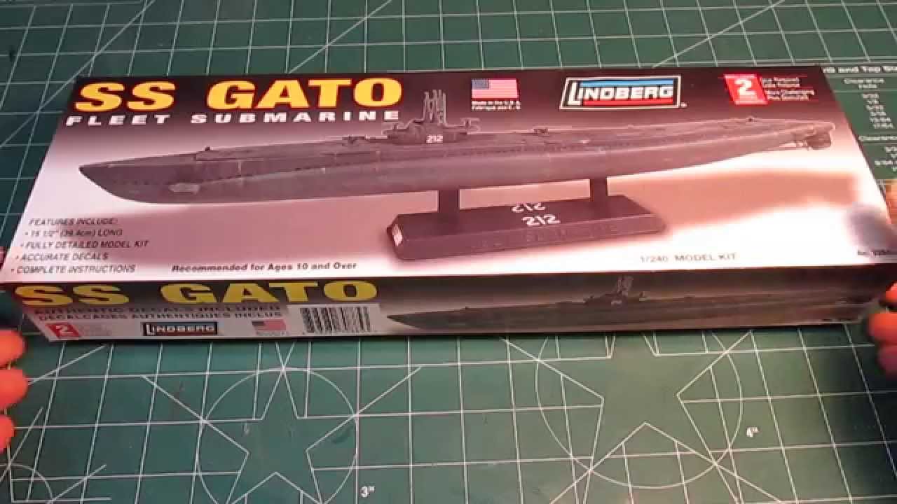 Lindberg USS Gato Submarine Model Kit Open Box Review 