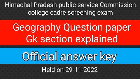 hppsc college cadre (GEOGRPHY) official answer key