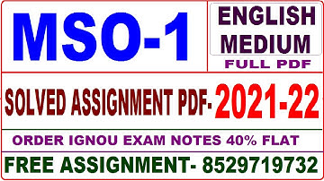mso-1 solved assignment 2021-22 / mso 1 solved assignment in English / ignou mso 1