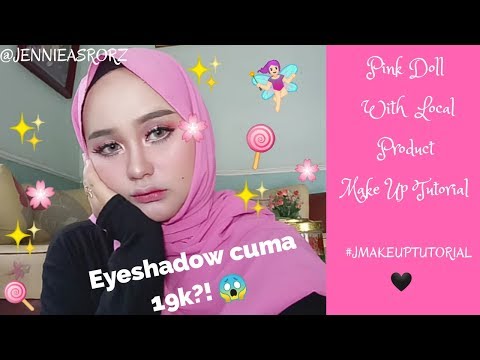 PINK DOLL MAKE UP WITH LOCAL PRODUCT - EYESHADOW 19K DOANG!! #JMAKEUPTUTORIAL