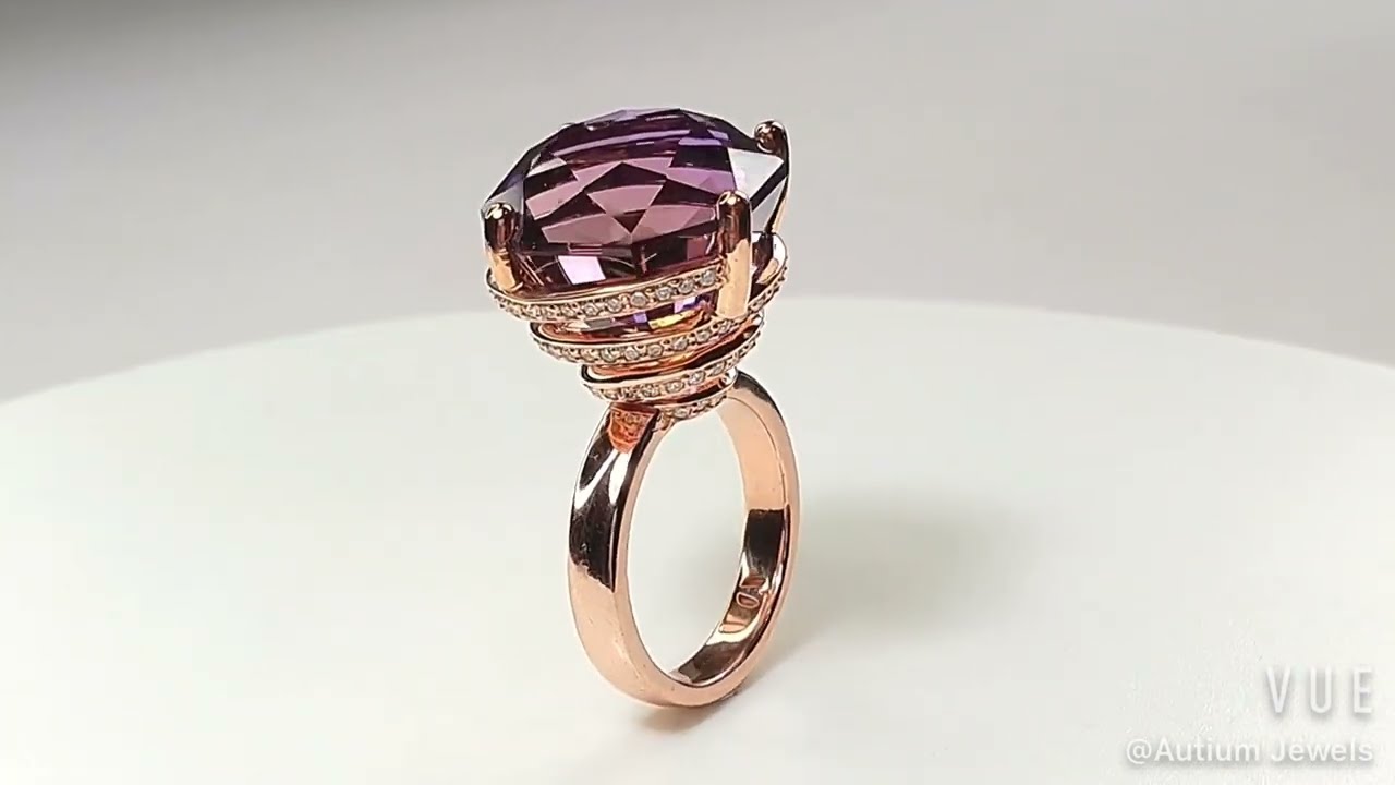 Twirl Gemstone Ring 2022-103, Ametrine, Amethyst Citrine, Swirl Candy Inspired, Fancy Cut, Statement