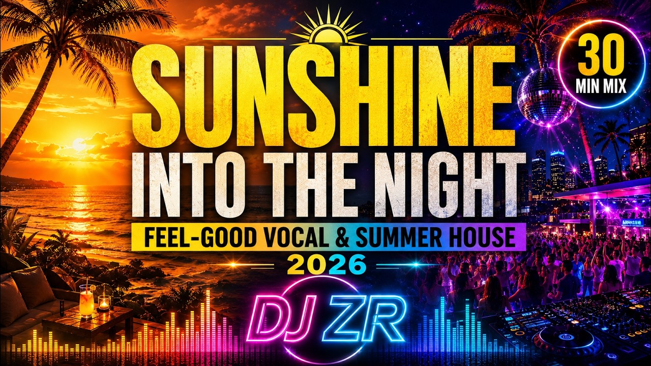 SUNSHINE INTO THE NIGHT ☀️ Feel-Good Vocal & Summer House Mix 2026 DJ ZR mix artwork