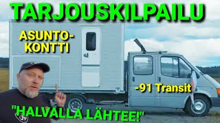 Myydään tarjousten perusteella: Transit 91 jatkoohjaamo+lava ja asuntokontti