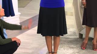 Susan Graver Premier Knit Petite Pull-on Six Gore Skirt with Pat James-Dementri