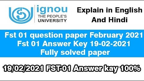 Fst 01 question paper February 2021 | Fst 01 Answer Key 19-02-2021 | Fully solved paper IGNOU exam