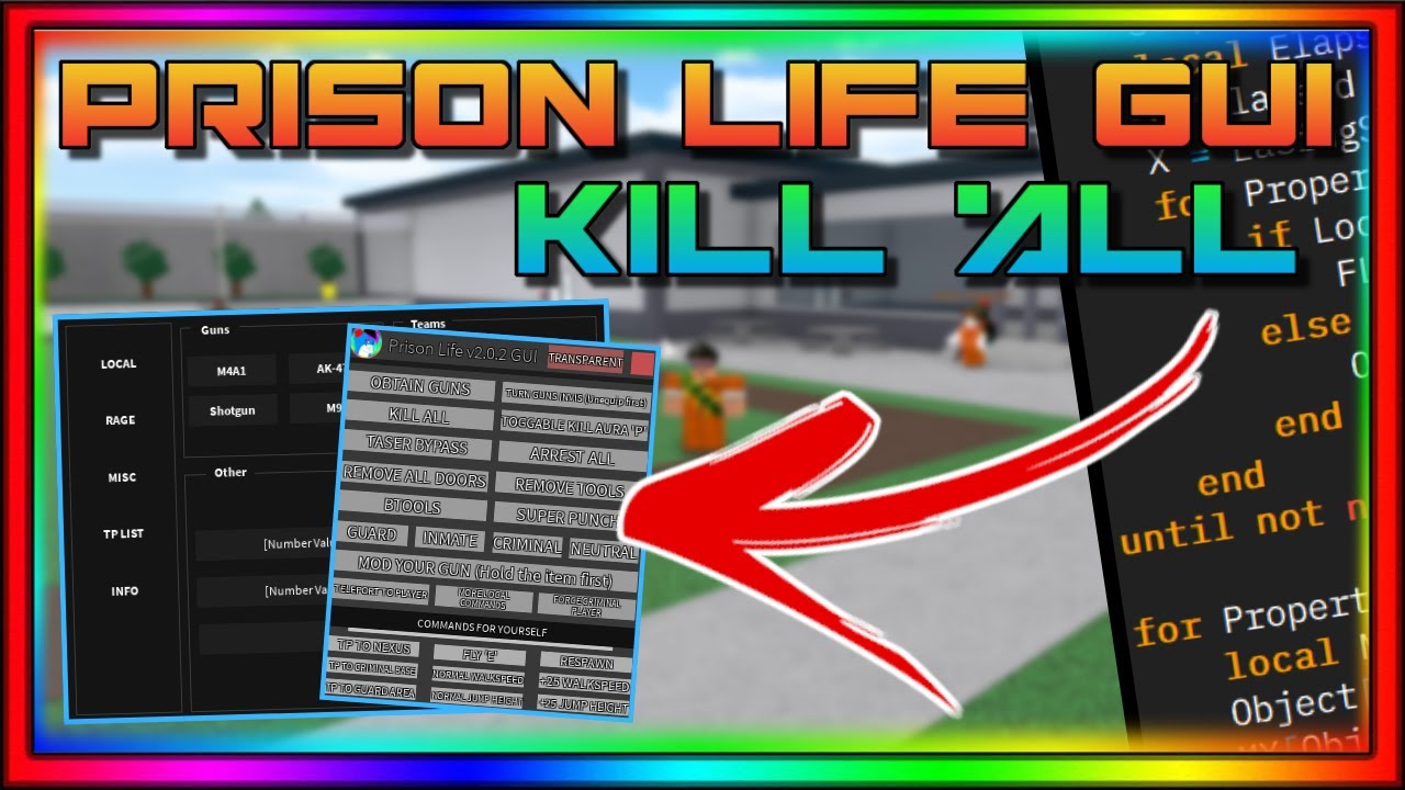 Updated Op Prison Life Gui Script Hack Kill Arrest All 58 Buttons Working 2020 Youtube - roblox prison life gui 2020