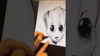 Live Drawing of Baby Groot Details