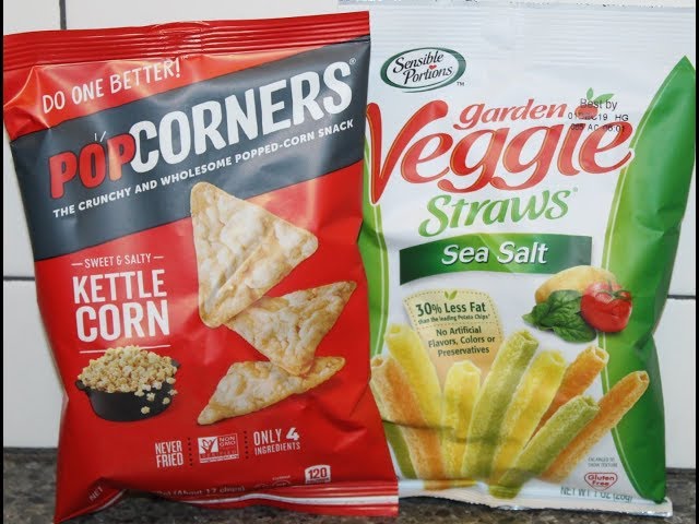 PopCorners Sweet & Salty Kettle Corn and Sensible Portions Garden Veggie  Straws Sea Salt Review - YouTube