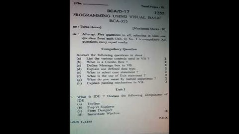 BCA-355 programming using Visual Basic Exam Question papers