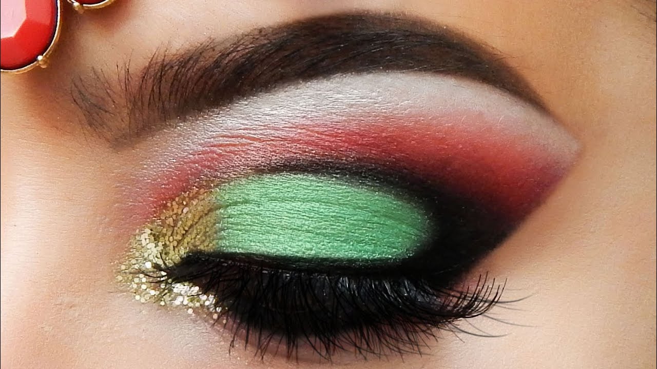 Green and Red Shimmery Makeup Tutorial!