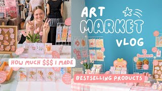 ART MARKET VLOG ✿ How much I made, best and worst sellers + my table set up!