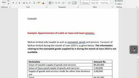 Section 17(1) of CGST Act read with Rule 42 -- Apportionment of common credit under GST