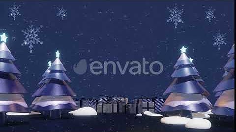 Christmas Tree Snow Blue 3D Background | Motion Graphics - Envato elements