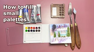 Tip how to fill small palettes or pans with watercolor paint - Go Draw, Natsume, Art Toolkit