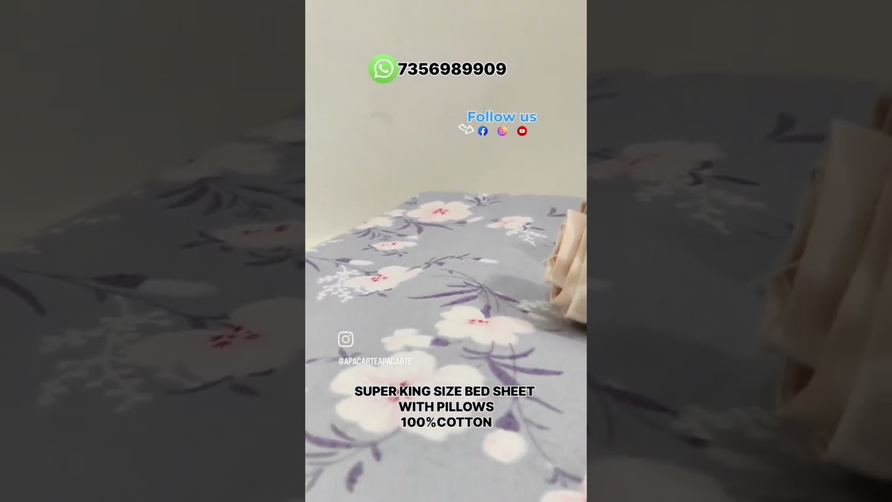 SUPER KING SIZE BED SHEET WITH PILLOWS  ORDER NOW100%COTTON 