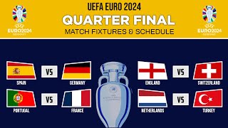 UEFA EURO 2024 Quarter Final FIXTURES & SCHEDULE - Match Schedule Today EURO 2024 Quarter Final
