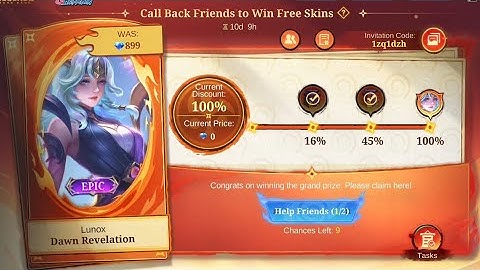 MLBB - CALL BACK FRIENDS GET EPIC SKIN 🎁 !! LUNOX - DAWN REVELATION !! @gbgamer19 