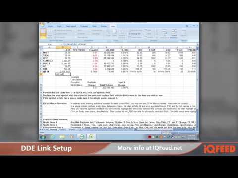 DDE Link Setup for DTN IQFeed