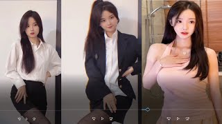 379Tiktok Girl. Miniskirt. Silk Stockings. High-Heeled Shoes. Dance